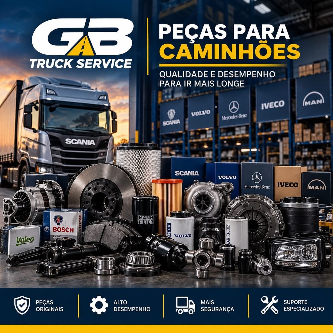 Peças para caminhões das principais marcas na GB Truck Service